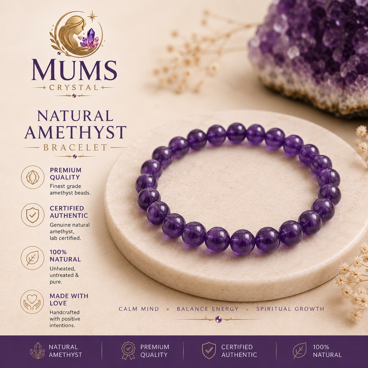Natural Amethyst Bracelet
