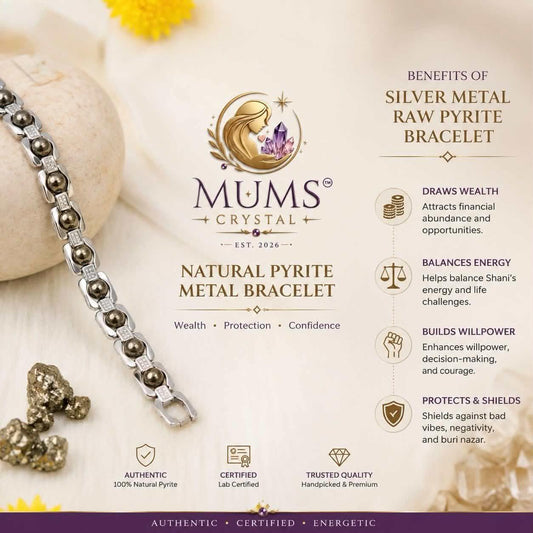 Metal Raw Pyrite Bracelet - Silver Plated - Mums Crystal