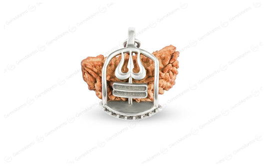 1 Mukhi Rudraksha Silver Pendant – Trishul Design