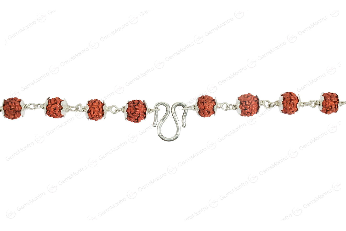 5 Mukhi Silver Rudraksha Mala - with Natural 1 Mukhi Rudraksha Pendant
