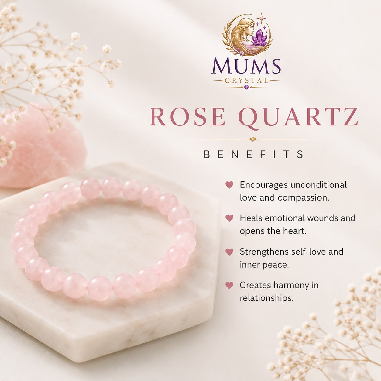 Natural Rose Quartz Bracelet