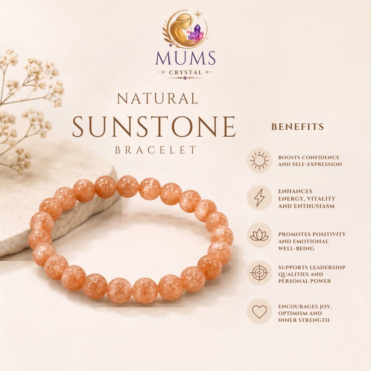 Natural Sunstone Bracelet