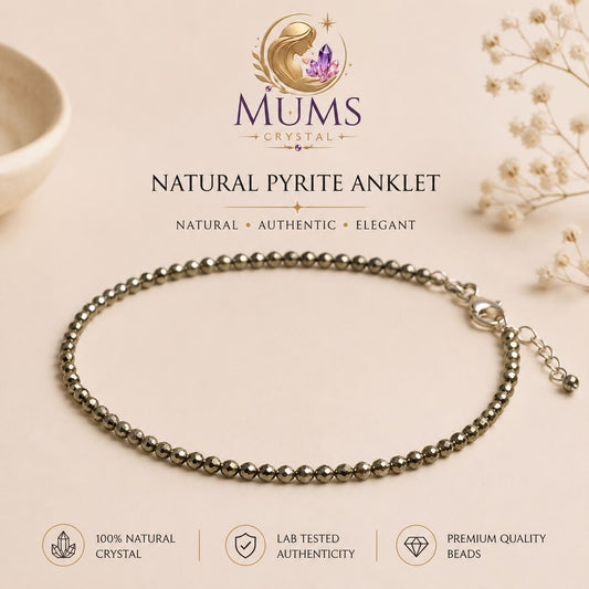 Natural Pyrite Anklet | Genuine Pyrite Stone Anklet | Mums Crystal