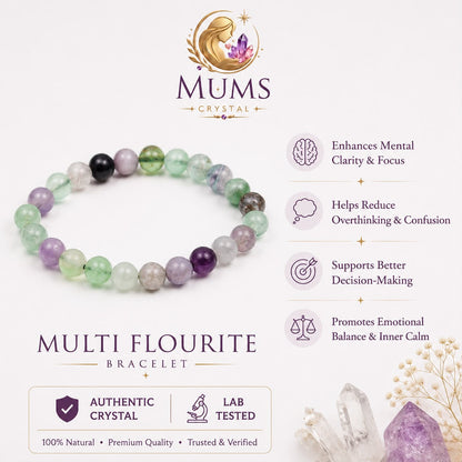 Natural Multi Fluorite Bracelet for Focus & Clarity | Mums Crystal