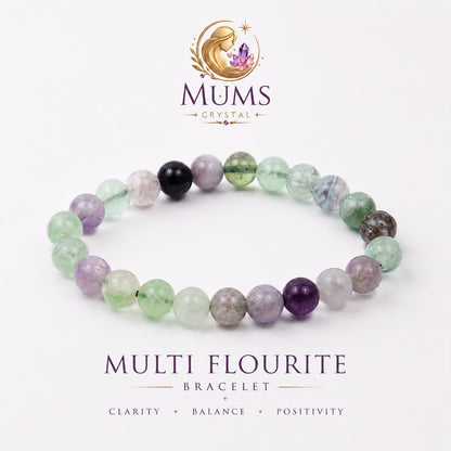 Natural Multi Fluorite Bracelet for Focus & Clarity | Mums Crystal