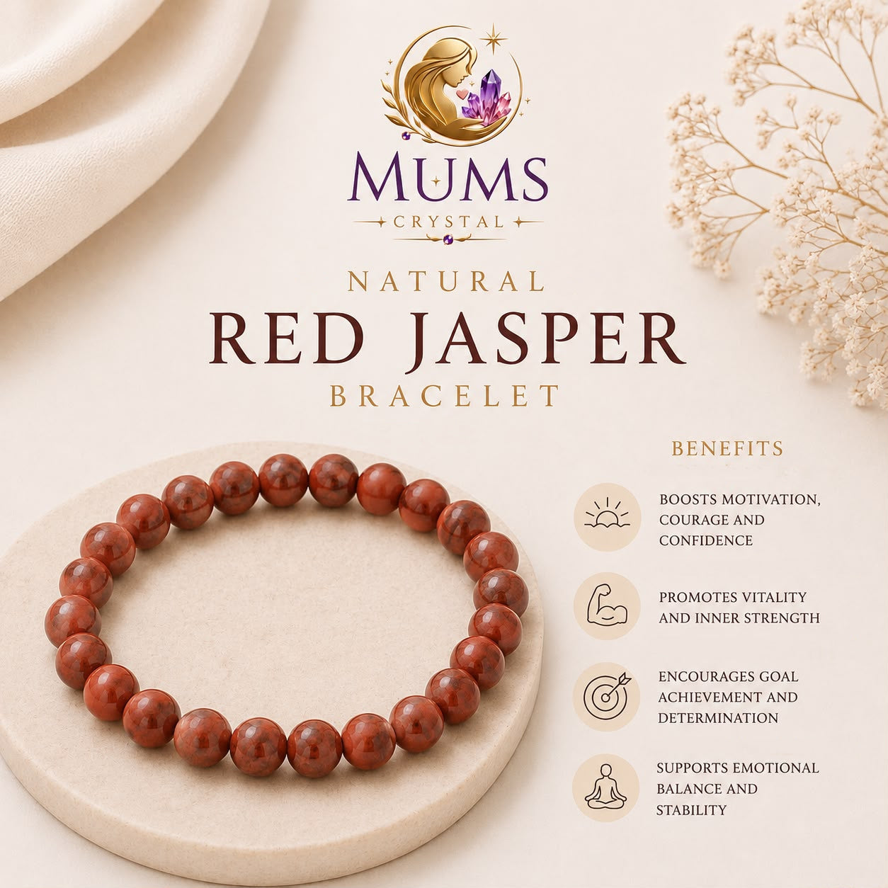 Natural Red Jasper Bracelet