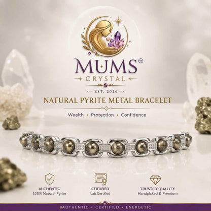 Metal Raw Pyrite Bracelet - Silver Plated - Mums Crystal